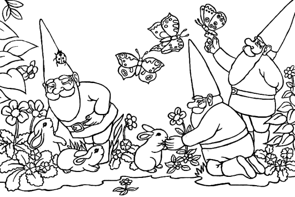 Гномы раскраска