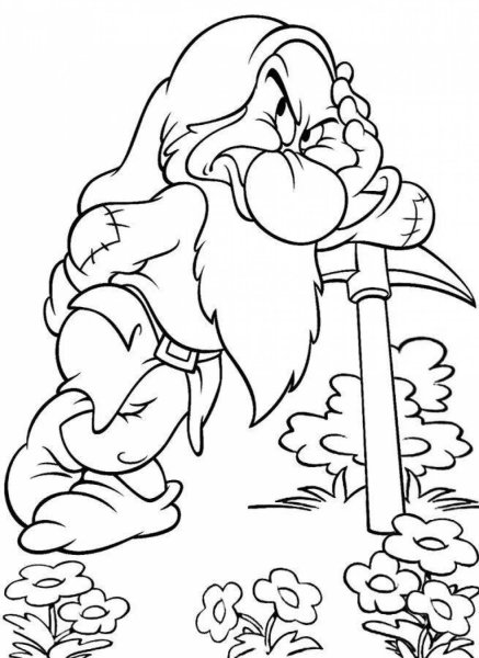 Гном Ворчун из Белоснежки раскраска