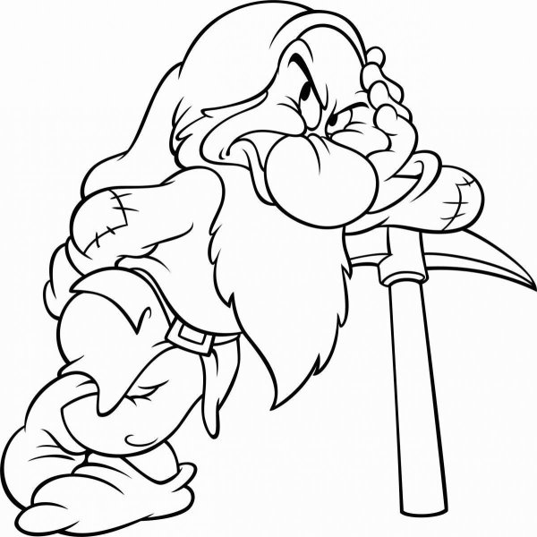 Гном Ворчун из Белоснежки раскраска