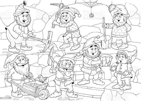 Шествие гномов разукрашка