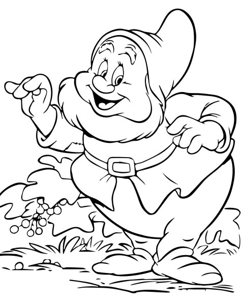 Раскраска Белоснежка и семь гномов Гномы