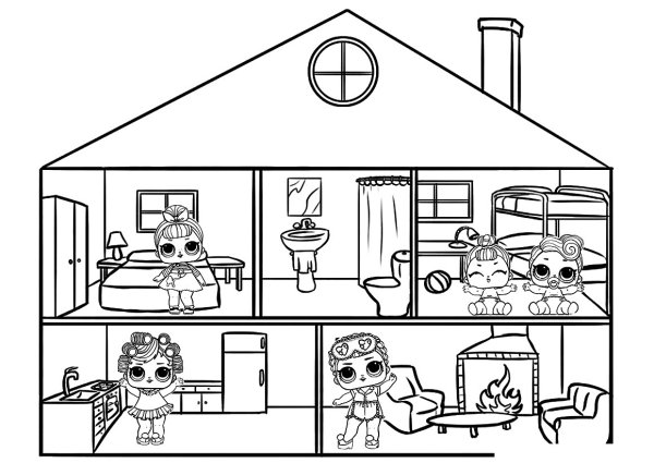 Кукла ЛОЛ домик раскраска