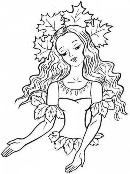 Девушка осень для раскрашивания