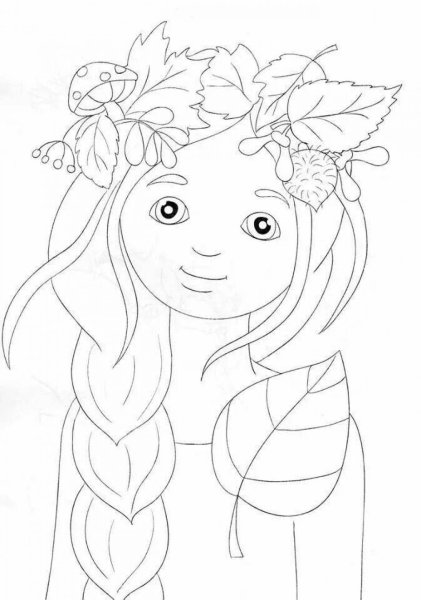 Девочка осень раскраска