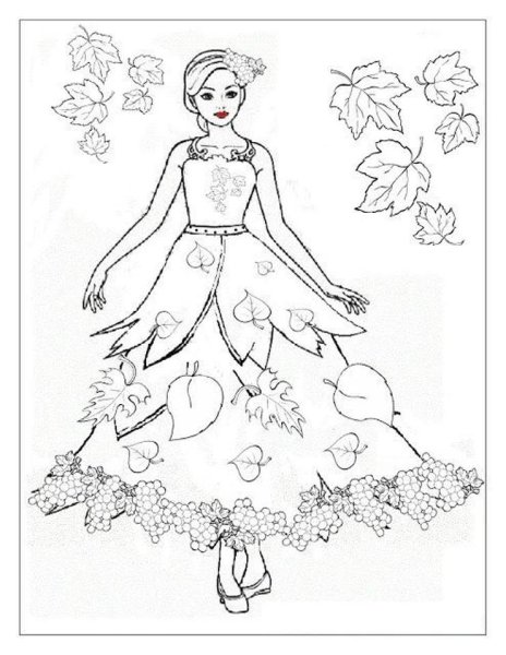 Девушка осень раскраска для детей