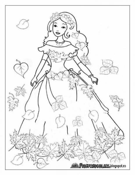 Раскраска девушка осень