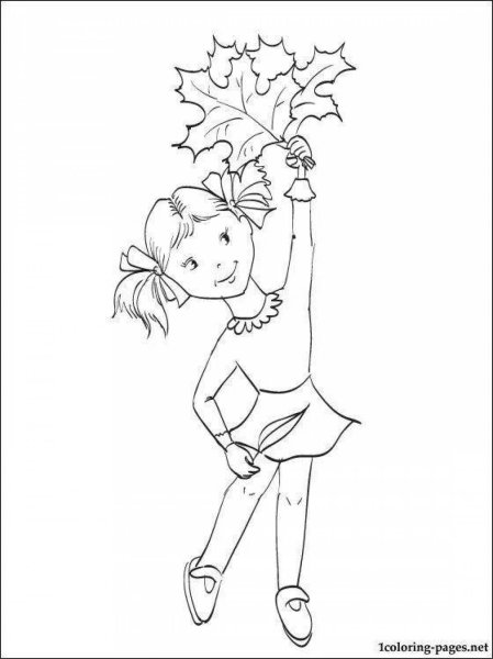 Девочка осень раскраска