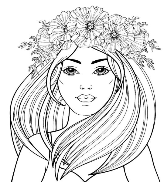 Раскраска портрет девушки