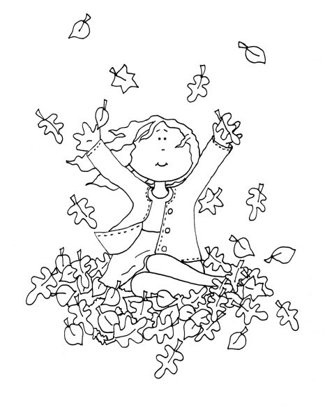 Девочка осень раскраска