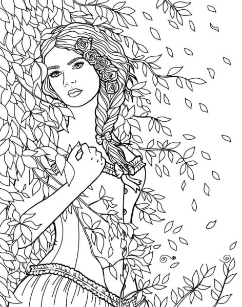 Раскраска девочка осень для детей