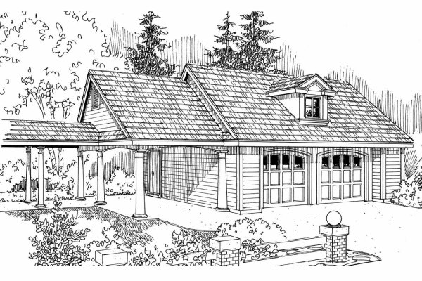 Раскраска домик с гаражом