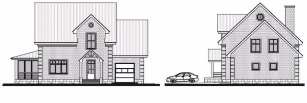 Эскизы двухэтажных домов с гаражом
