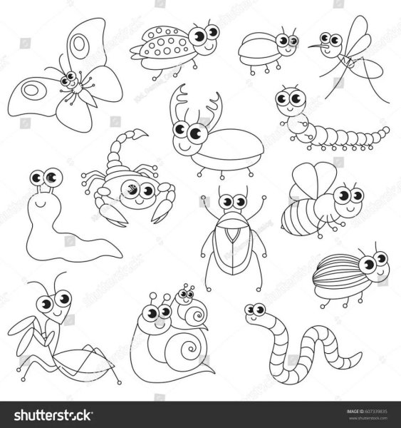 Насекомые маленькие раскраски
