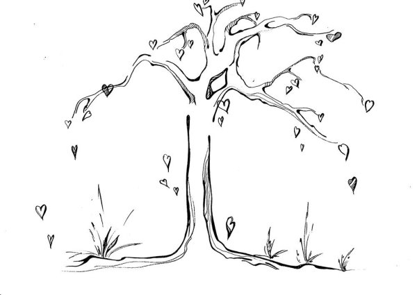 Раскраска листья падают с дерева