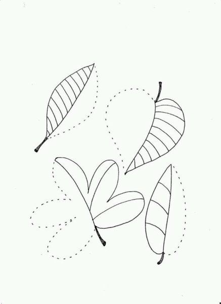 Обвести по контуру листья деревьев