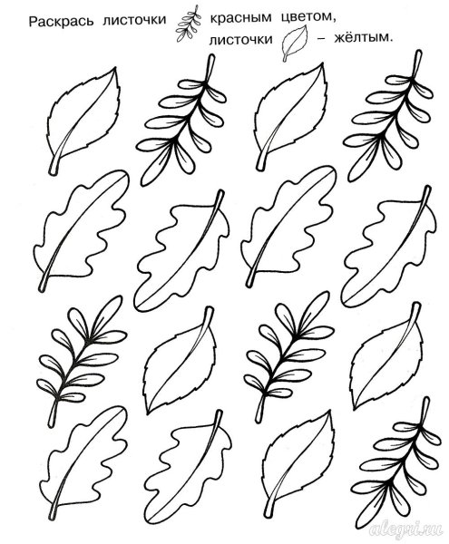 Задание для детей осенние листики