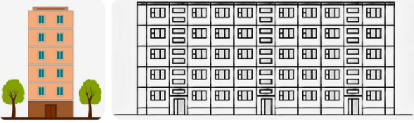 Многоэтажный дом раскраска для детей