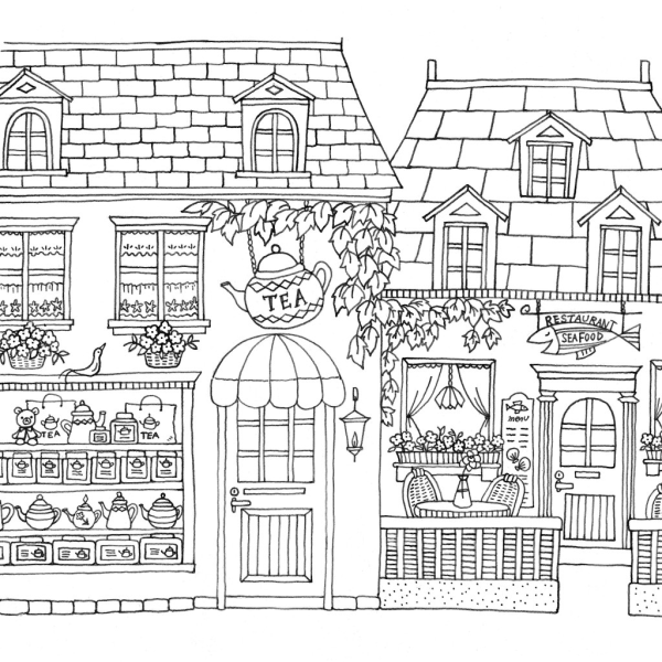 Раскраска антистресс здания