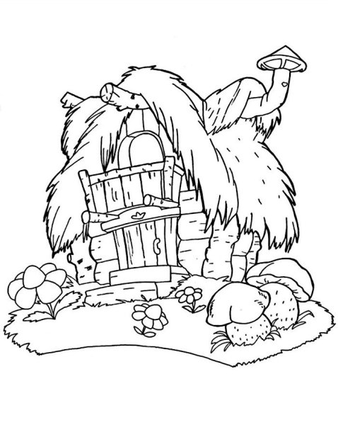 Избушка раскраска