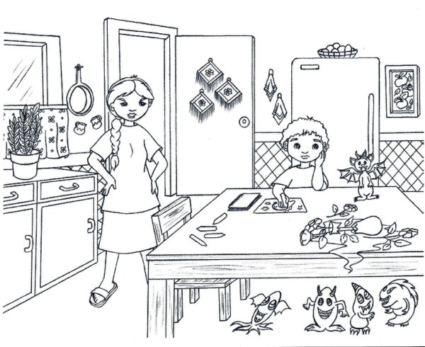 Раскраска кухня