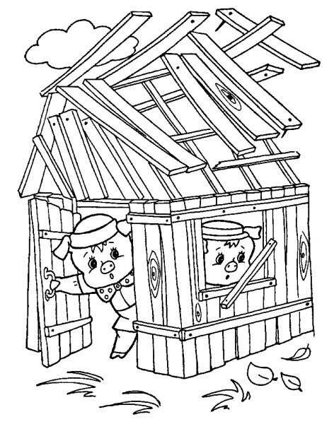 Три поросенка раскраска для детей