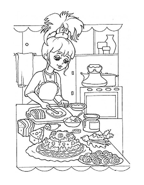 Раскраска кухня