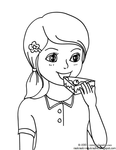 Раскраска девочка завтракает