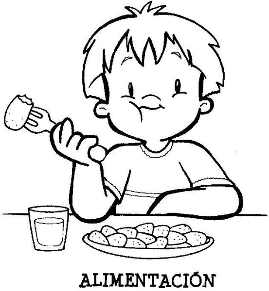 Раскраска ребенок завтракает
