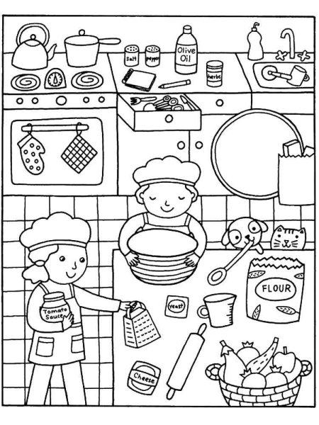 Раскраска кухня