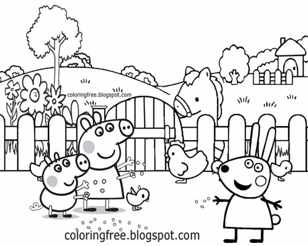 Свинка Пеппа в домике раскраска