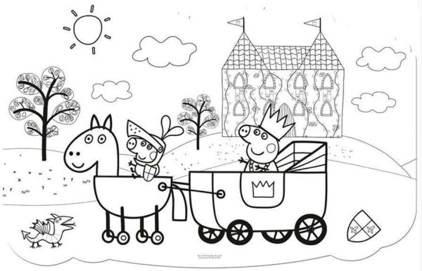 Раскраска Свинка Пеппа принцесса