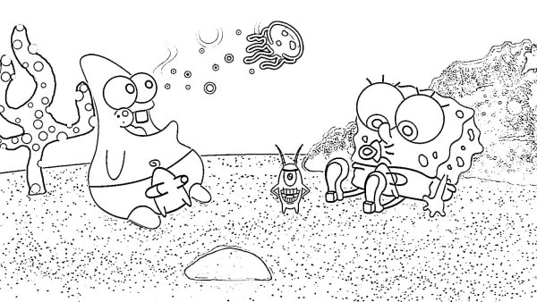 Спанч Боб и Патрик раскраска