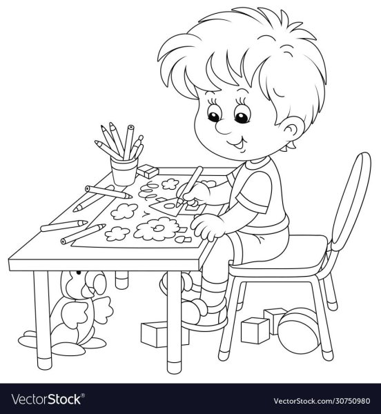 Дети на уроке раскраска