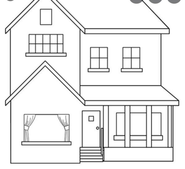 Раскраска домик двухэтажный