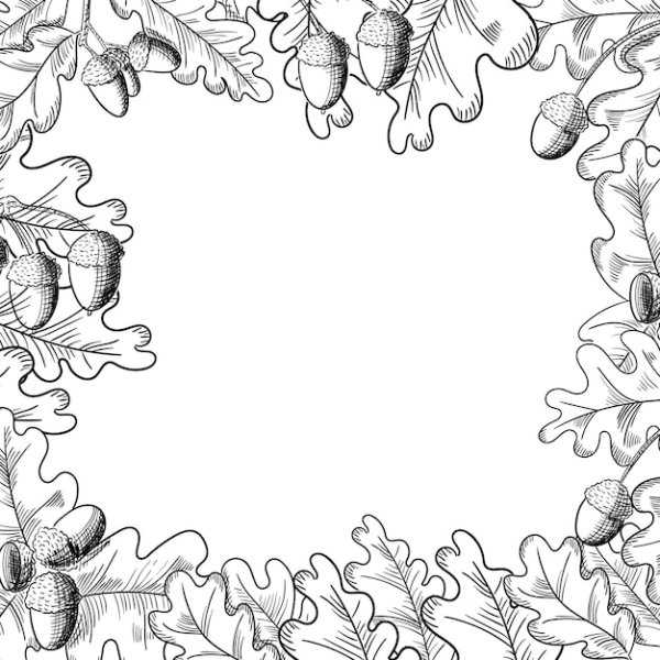 Осенняя рамка черно белая