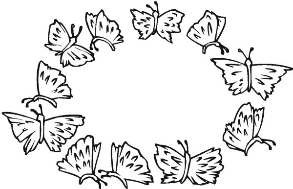 Рамка раскраска бабочки