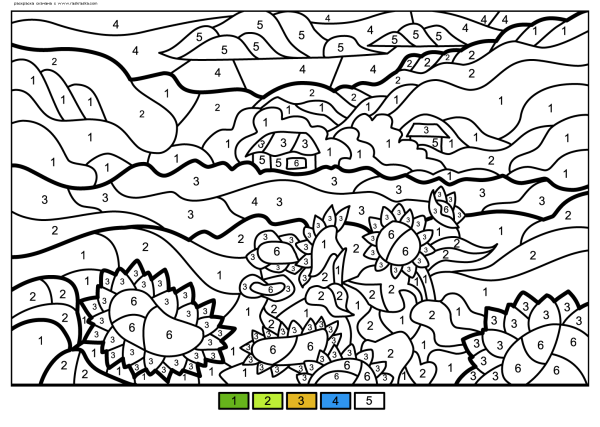 Раскраска по номерам пейзаж