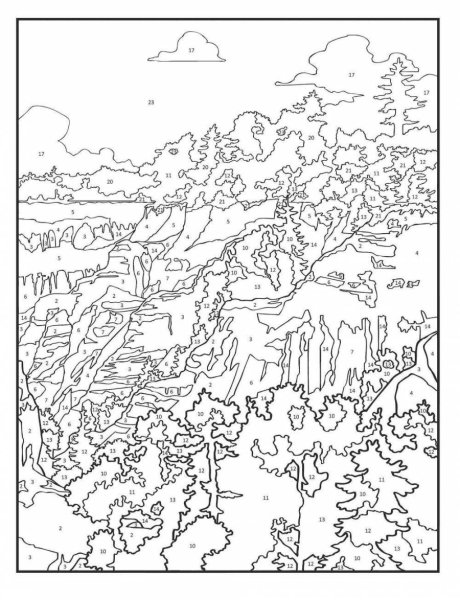 Раскраска по номерам пейзаж