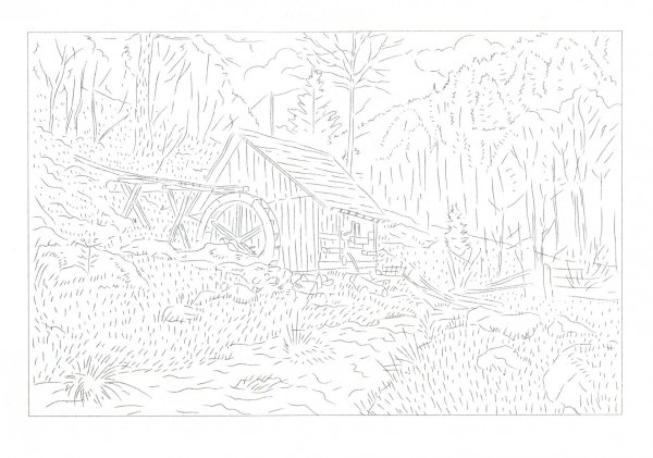 Пейзаж для раскрашивания красками