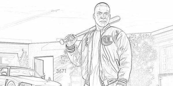 Раскраски ГТА 5 Майкл Франклин и Тревор в