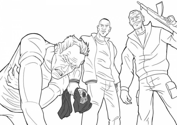 Раскраски ГТА 5 Майкл Франклин и Тревор в