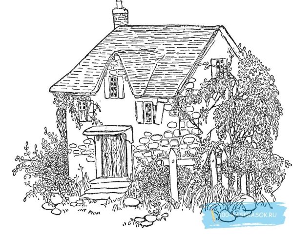 Деревенский домик раскраска