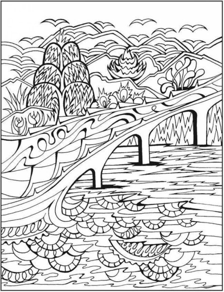 Красивые пейзажи для раскрашивания