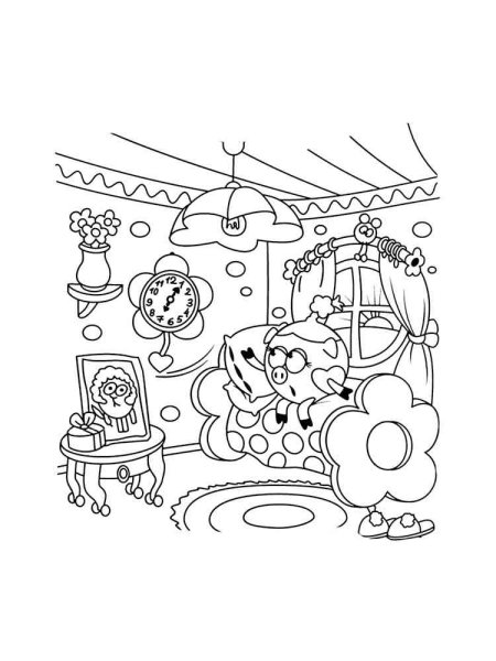 Домики смешариков раскраска