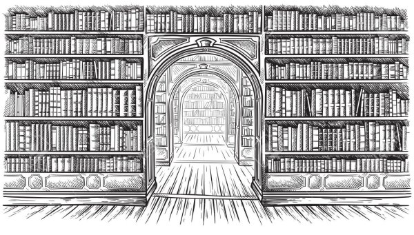 Книжная полка черно белая