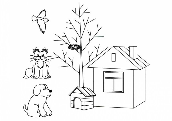Раскраска домики для детей 3-4 лет