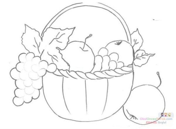 Трафарет корзина с фруктами