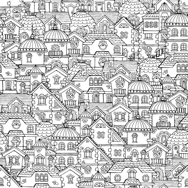 Раскраски антистресс домики