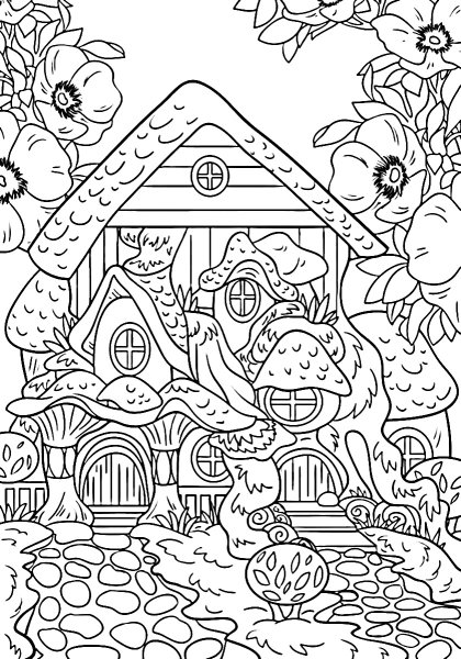 Раскраски антистресс домики