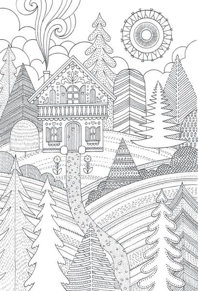 Мандала домики раскраска